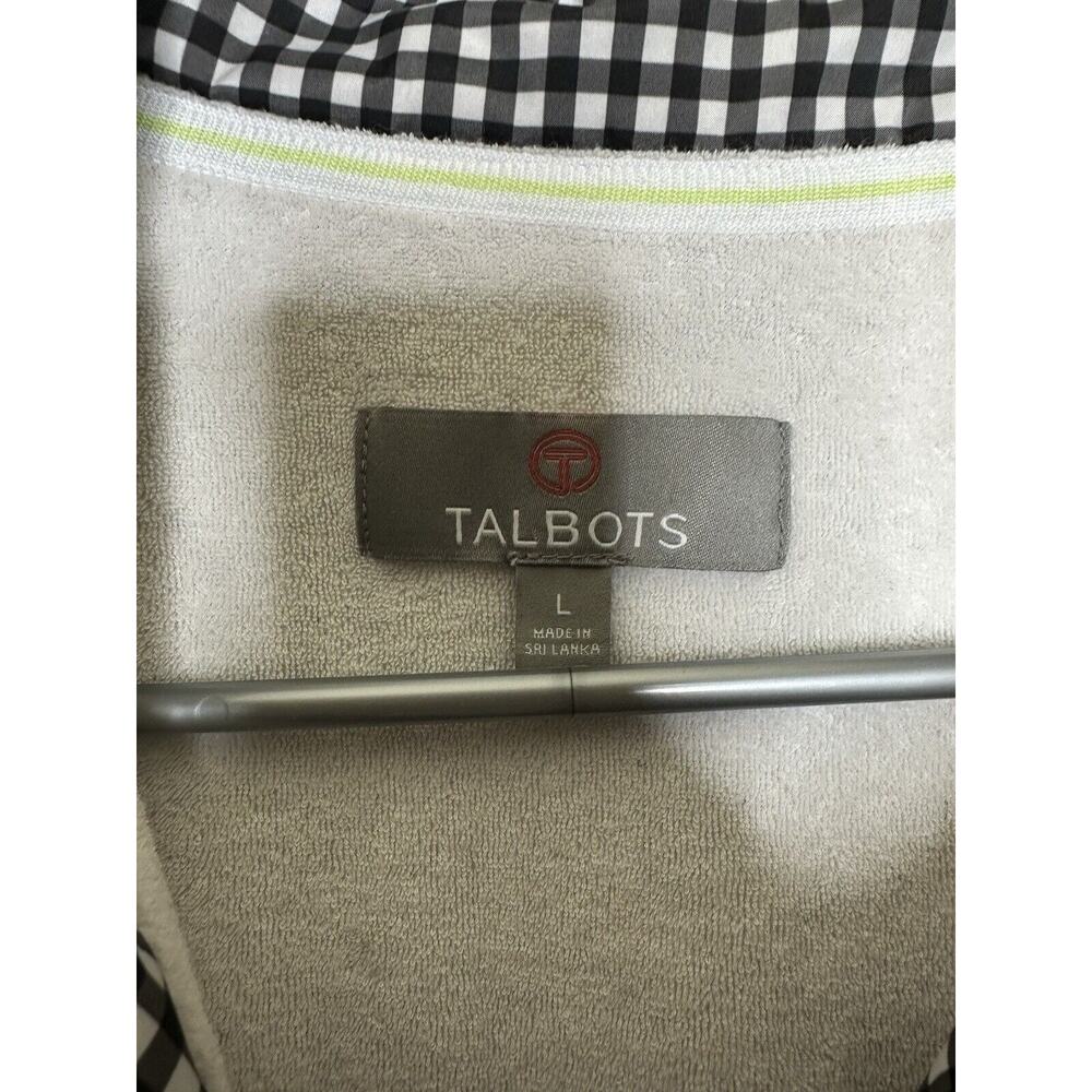 Talbots Active Line Gingham Terry Cloth Lined Vest Size Large Zip Close Pockets - Picture 6 of 8